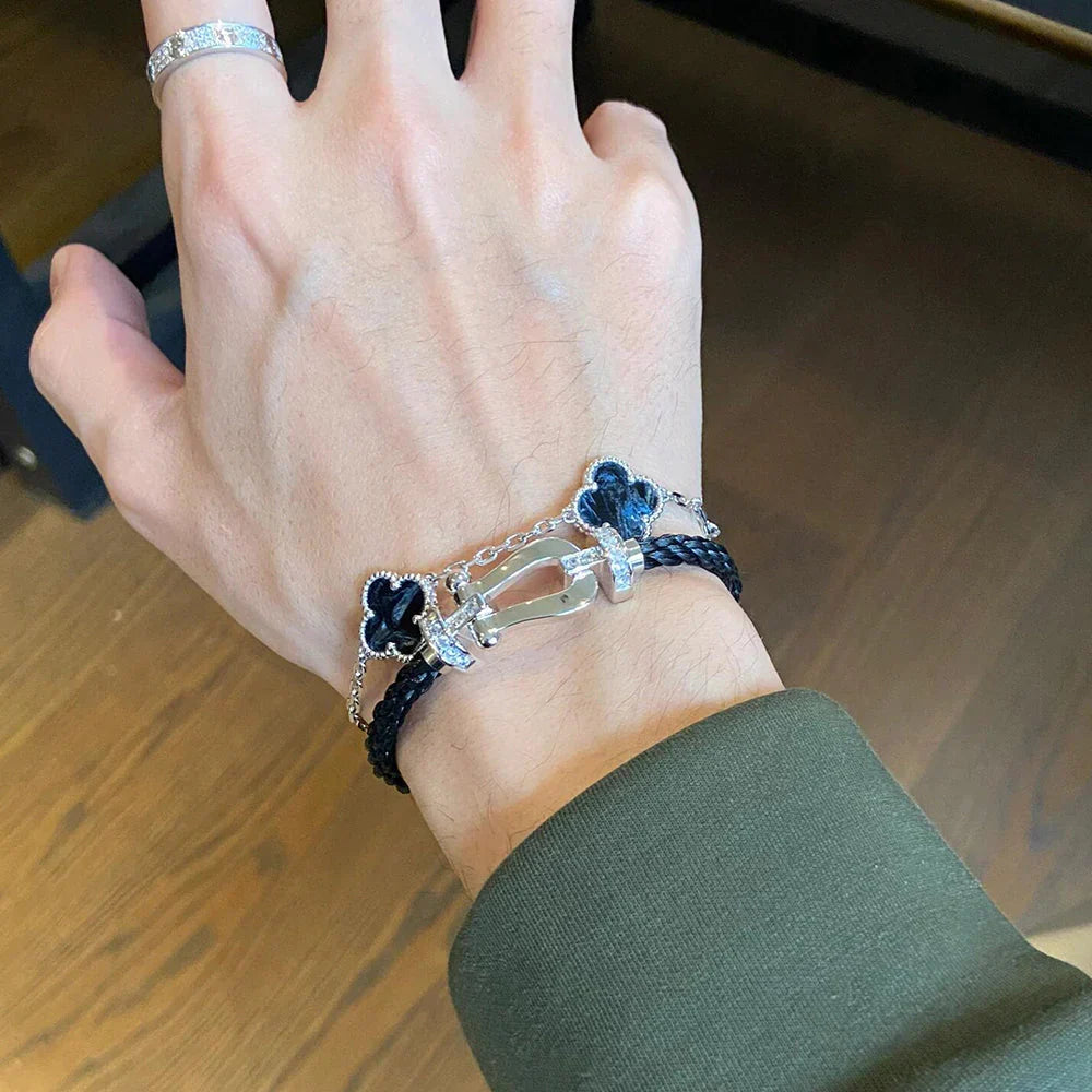 [Azure Tears]LUCKY CLOVER 5-MOTIF BRACELET - PIETERSITE COLLECTION
