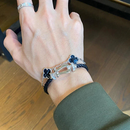 [Azure Tears]LUCKY CLOVER 5-MOTIF BRACELET - PIETERSITE COLLECTION