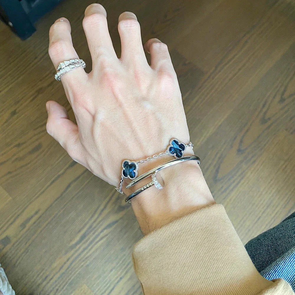 [Azure Tears]LUCKY CLOVER 5-MOTIF BRACELET - PIETERSITE COLLECTION