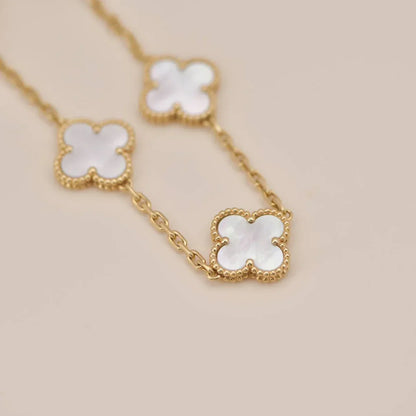 [Azure Tears]LUCKY CLOVER 5-MOTIF BRACELET - WHITE MOTHER-OF-PEARL COLLECTION