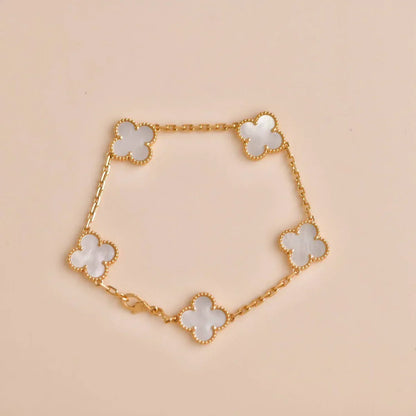 [Azure Tears]LUCKY CLOVER 5-MOTIF BRACELET - WHITE MOTHER-OF-PEARL COLLECTION