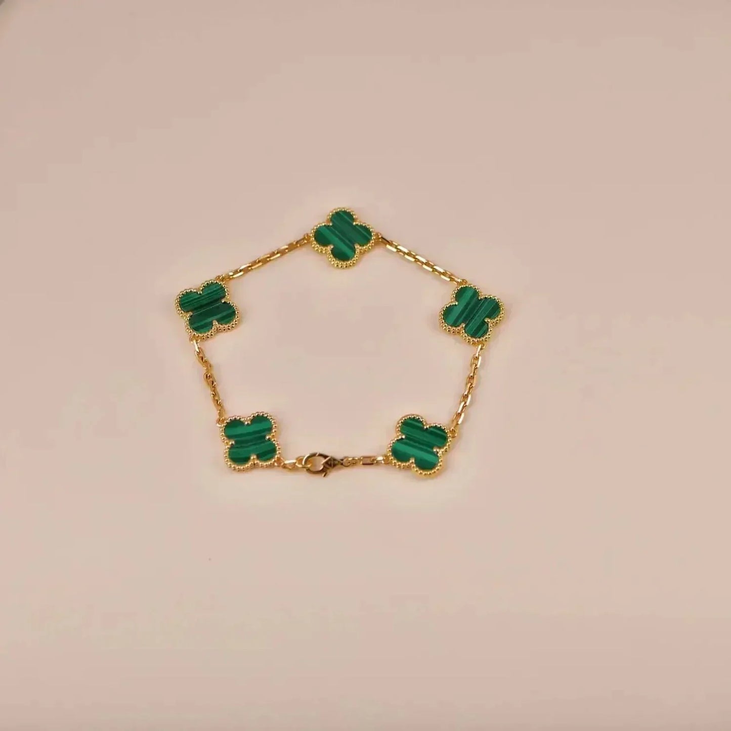 [Azure Tears]LUCKY CLOVER 5-MOTIF BRACELET - MALACHITE COLLECTION
