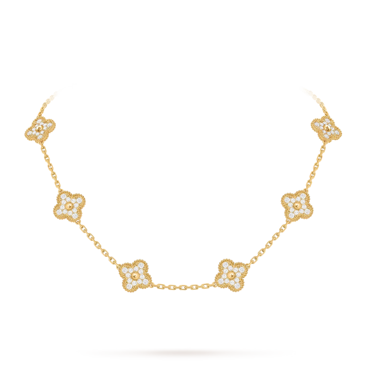 [Azure Tears]CLASSIC LUCKY 10-MOTIF CLOVER NECKLACE GOLD COLLECTION