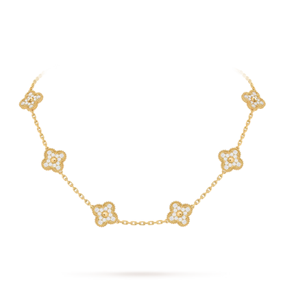 [Azure Tears]CLASSIC LUCKY 10-MOTIF CLOVER NECKLACE GOLD COLLECTION