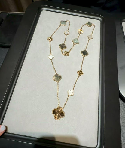 [Azure Tears]DETACHABLE 15-MOTIF CLOVER STATEMENT SET - GREY MOTHER-OF-PEARL & LASER