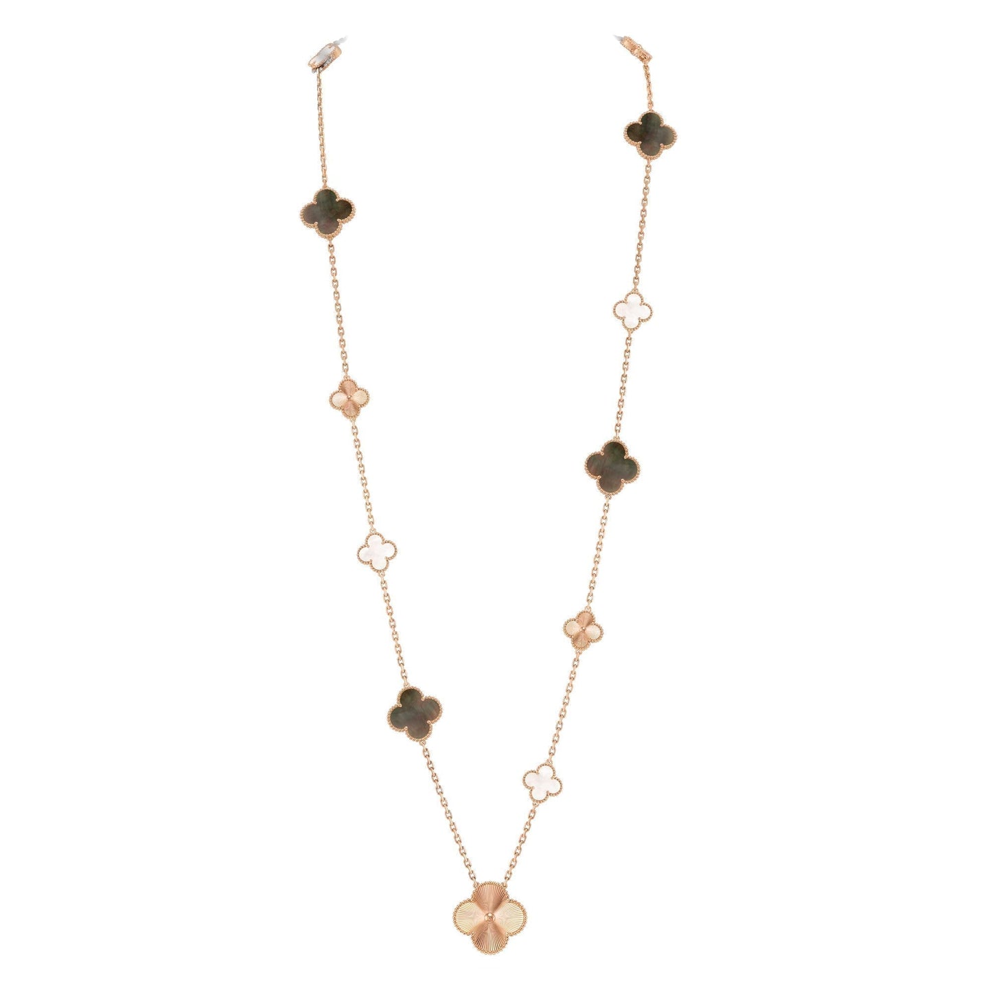 [Azure Tears]DETACHABLE 15-MOTIF CLOVER STATEMENT SET - GREY MOTHER-OF-PEARL & LASER