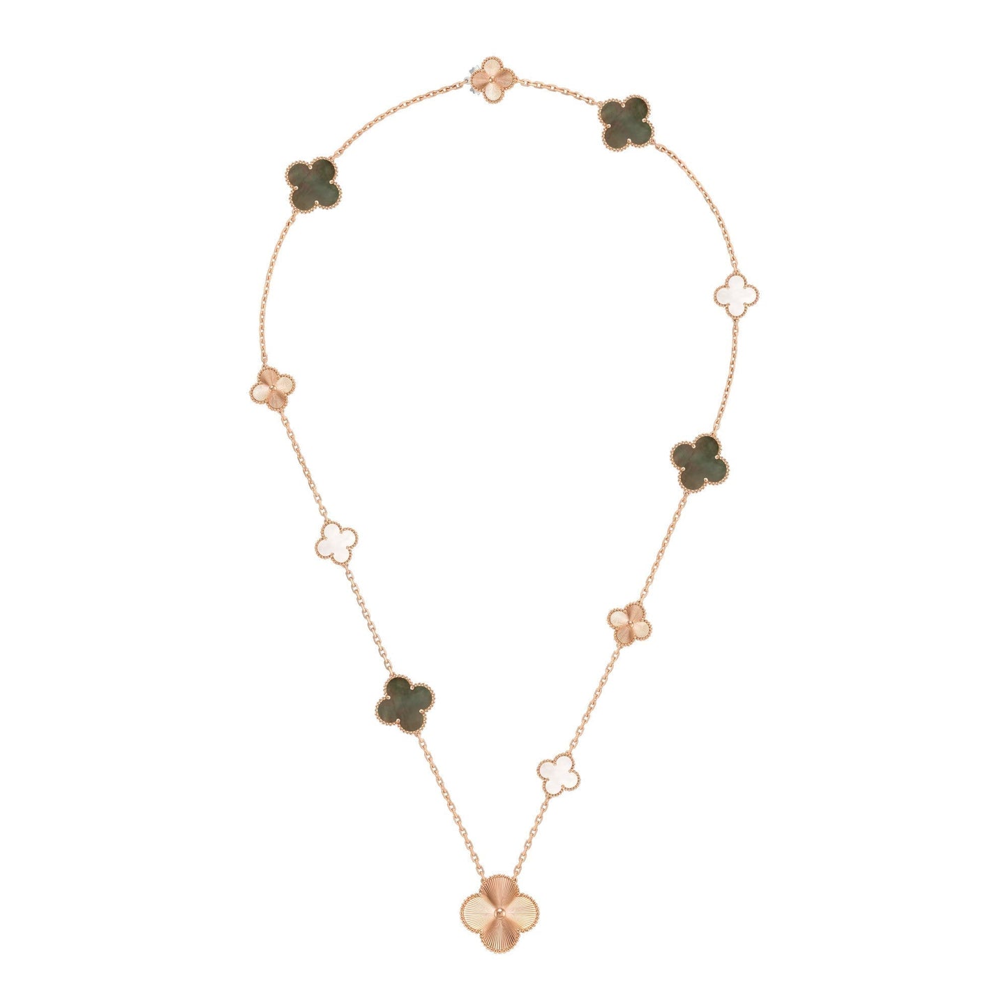 [Azure Tears]DETACHABLE 15-MOTIF CLOVER STATEMENT SET - GREY MOTHER-OF-PEARL & LASER