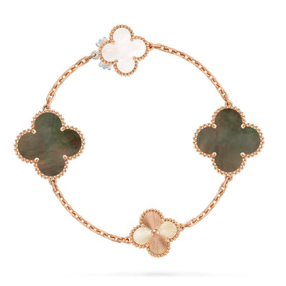 [Azure Tears]DETACHABLE 15-MOTIF CLOVER STATEMENT SET - GREY MOTHER-OF-PEARL & LASER