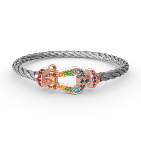 [Azure Tears]FORCE LARGE HORSESHOE COLORED DIAMOND BRACELET - ROSE GOLD