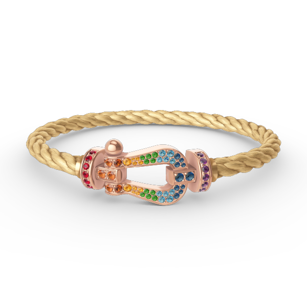 [Azure Tears]FORCE LARGE HORSESHOE COLORED DIAMOND BRACELET - ROSE GOLD
