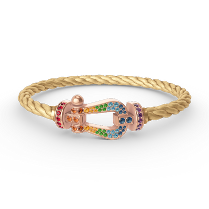 [Azure Tears]FORCE LARGE HORSESHOE COLORED DIAMOND BRACELET - ROSE GOLD
