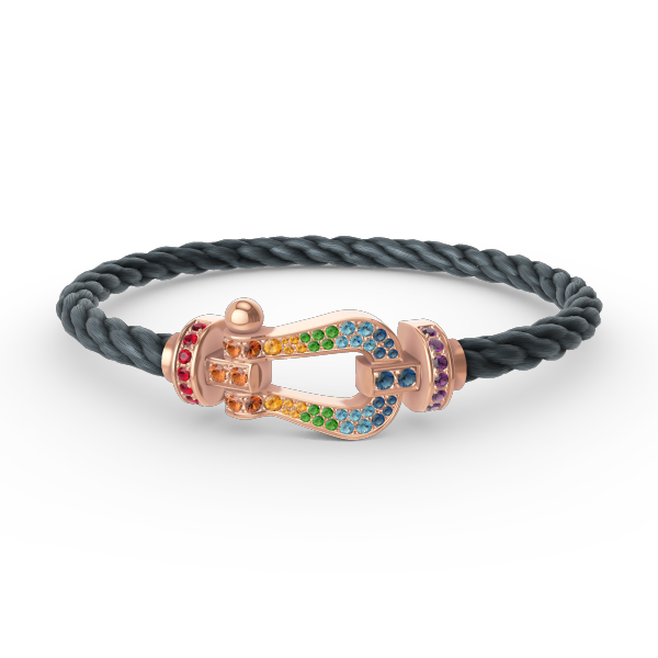 [Azure Tears]FORCE LARGE HORSESHOE COLORED DIAMOND BRACELET - ROSE GOLD