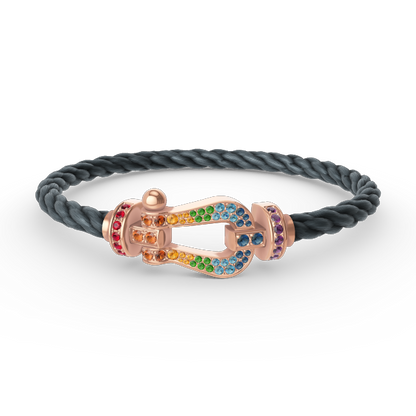 [Azure Tears]FORCE LARGE HORSESHOE COLORED DIAMOND BRACELET - ROSE GOLD