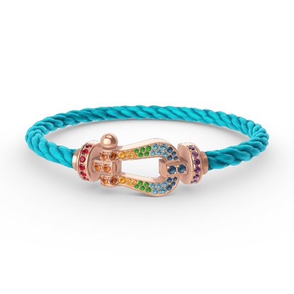 [Azure Tears]FORCE LARGE HORSESHOE COLORED DIAMOND BRACELET - ROSE GOLD