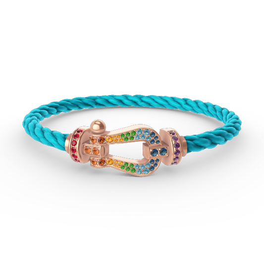 [Azure Tears]FORCE LARGE HORSESHOE COLORED DIAMOND BRACELET - ROSE GOLD