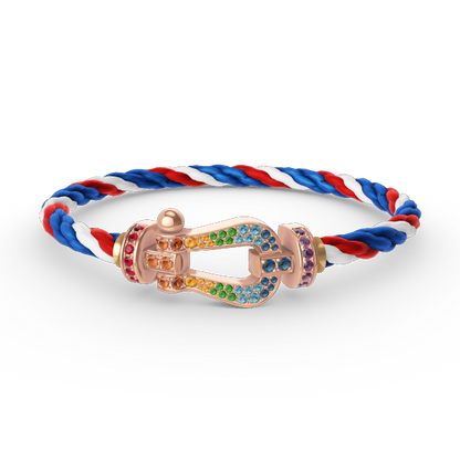 [Azure Tears]FORCE LARGE HORSESHOE COLORED DIAMOND BRACELET - ROSE GOLD