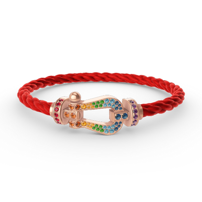 [Azure Tears]FORCE LARGE HORSESHOE COLORED DIAMOND BRACELET - ROSE GOLD