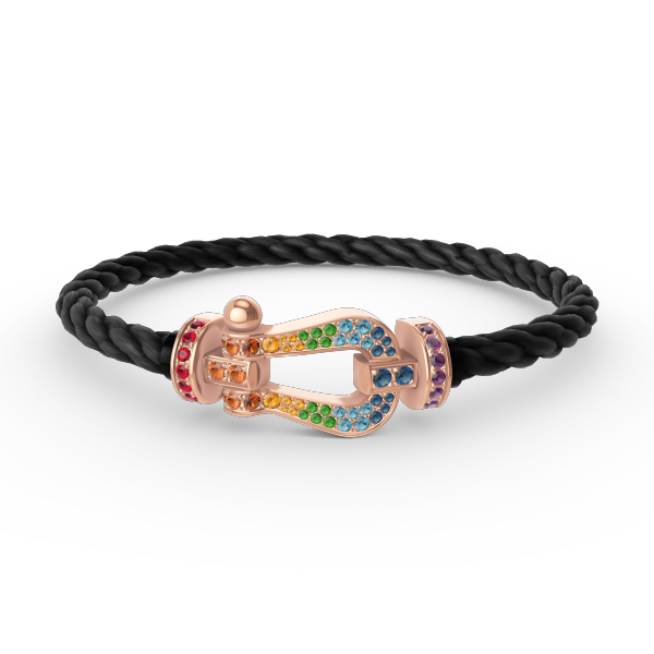 [Azure Tears]FORCE LARGE HORSESHOE COLORED DIAMOND BRACELET - ROSE GOLD
