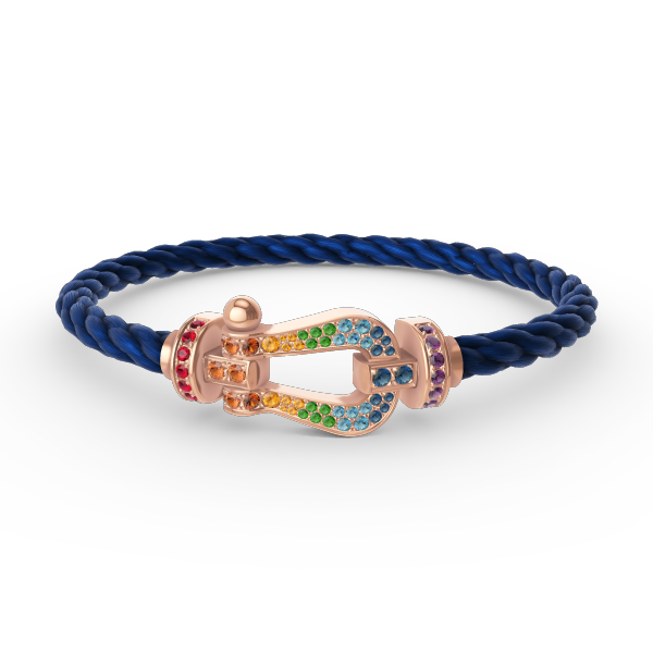 [Azure Tears]FORCE LARGE HORSESHOE COLORED DIAMOND BRACELET - ROSE GOLD