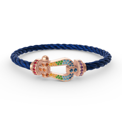 [Azure Tears]FORCE LARGE HORSESHOE COLORED DIAMOND BRACELET - ROSE GOLD