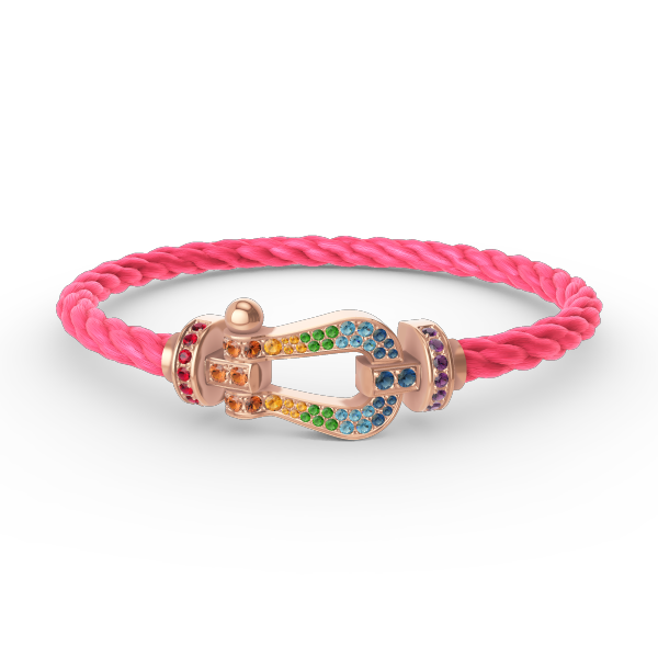 [Azure Tears]FORCE LARGE HORSESHOE COLORED DIAMOND BRACELET - ROSE GOLD