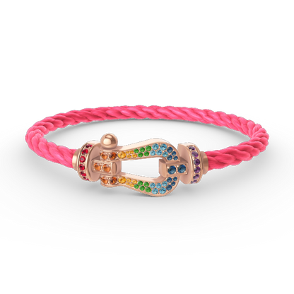 [Azure Tears]FORCE LARGE HORSESHOE COLORED DIAMOND BRACELET - ROSE GOLD