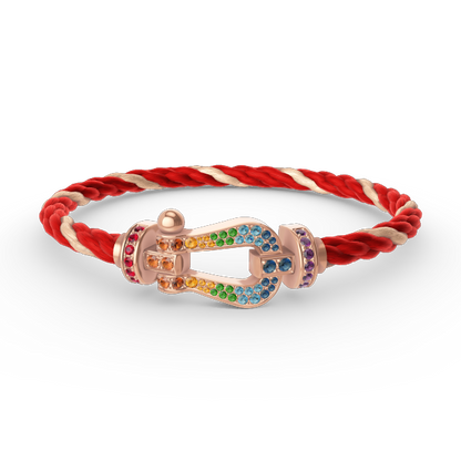 [Azure Tears]FORCE LARGE HORSESHOE COLORED DIAMOND BRACELET - ROSE GOLD