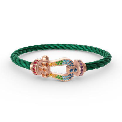 [Azure Tears]FORCE LARGE HORSESHOE COLORED DIAMOND BRACELET - ROSE GOLD