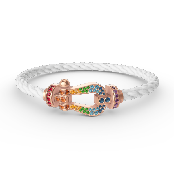 [Azure Tears]FORCE LARGE HORSESHOE COLORED DIAMOND BRACELET - ROSE GOLD