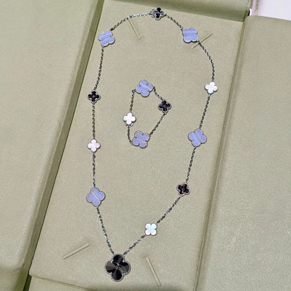 [Azure Tears]DETACHABLE 15-MOTIF CLOVER STATEMENT SET - PURPLE CHALCEDONY & LASER
