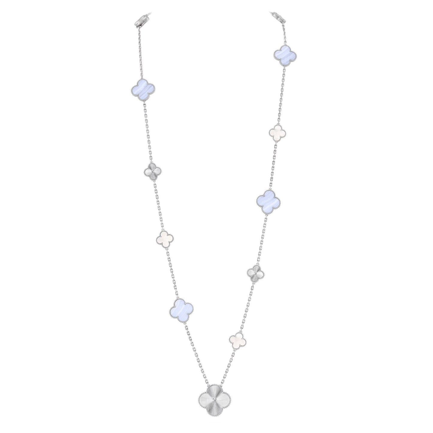 [Azure Tears]DETACHABLE 15-MOTIF CLOVER STATEMENT SET - PURPLE CHALCEDONY & LASER
