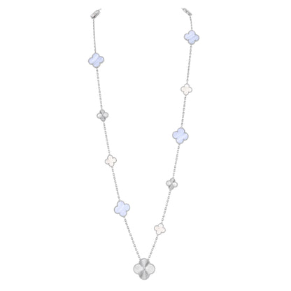 [Azure Tears]DETACHABLE 15-MOTIF CLOVER STATEMENT SET - PURPLE CHALCEDONY & LASER