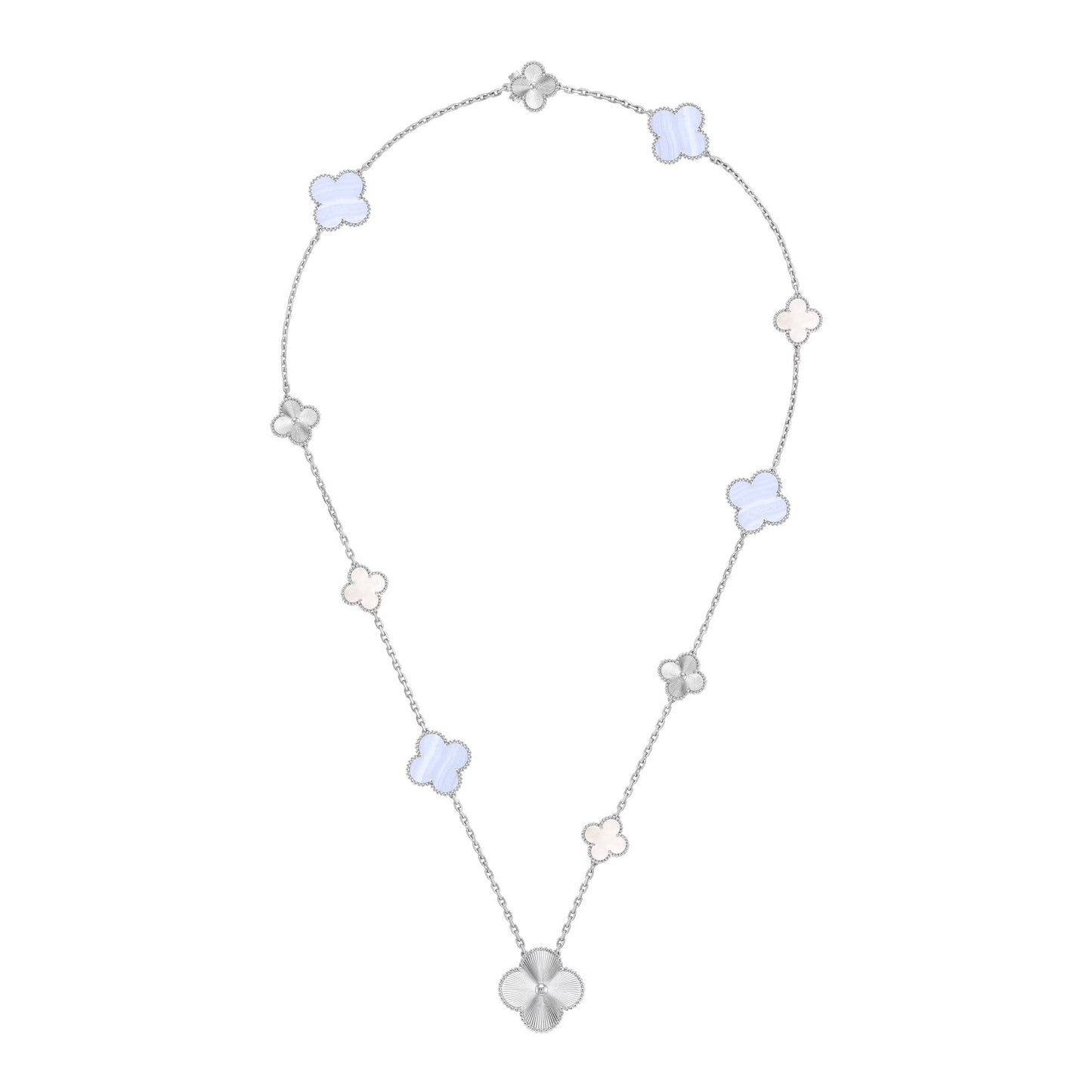 [Azure Tears]DETACHABLE 15-MOTIF CLOVER STATEMENT SET - PURPLE CHALCEDONY & LASER