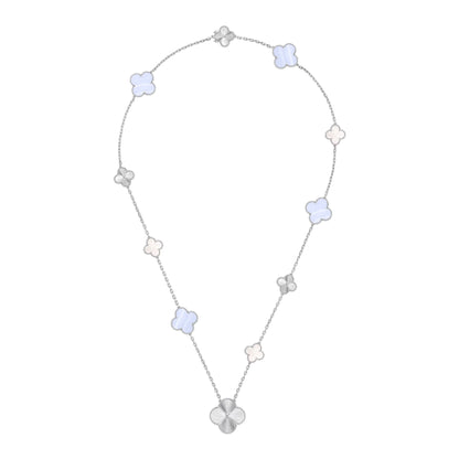 [Azure Tears]DETACHABLE 15-MOTIF CLOVER STATEMENT SET - PURPLE CHALCEDONY & LASER