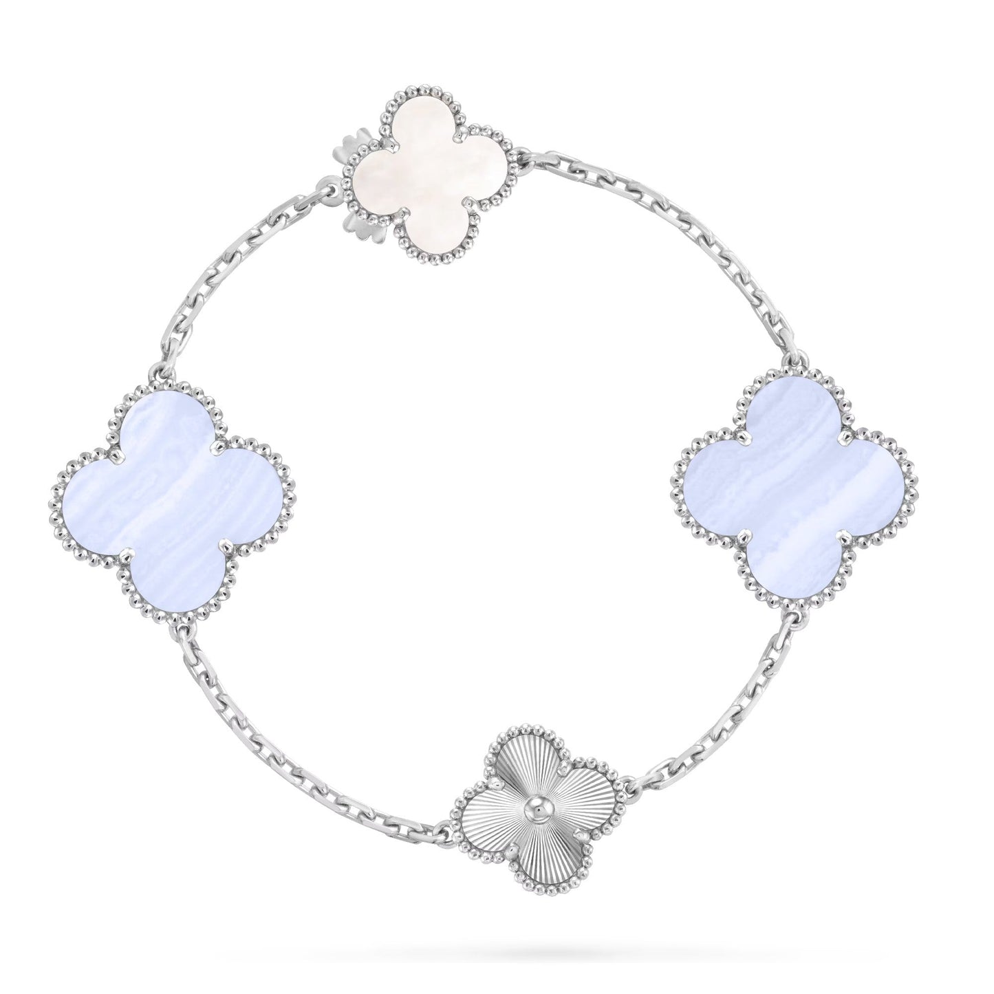[Azure Tears]DETACHABLE 15-MOTIF CLOVER STATEMENT SET - PURPLE CHALCEDONY & LASER