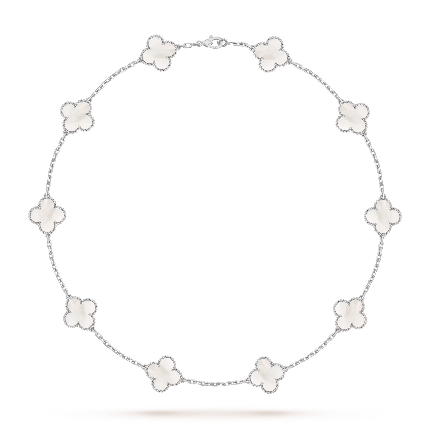 [Azure Tears]CLASSIC LUCKY 10-MOTIF CLOVER NECKLACE WHITE GOLD COLLECTION