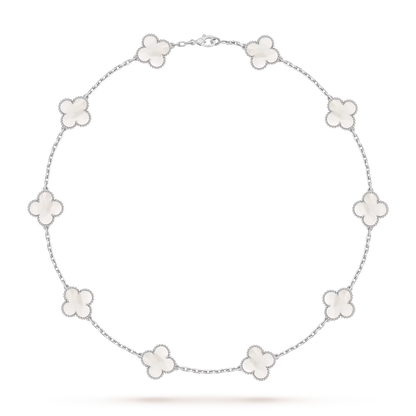 [Azure Tears]CLASSIC LUCKY 10-MOTIF CLOVER NECKLACE WHITE GOLD COLLECTION