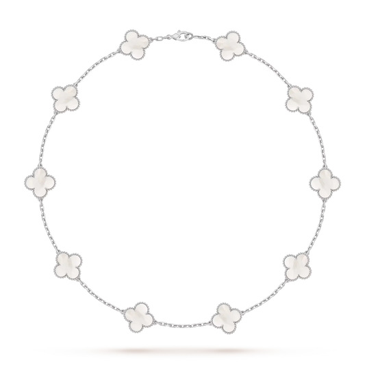 [Azure Tears]CLASSIC LUCKY 10-MOTIF CLOVER NECKLACE WHITE GOLD COLLECTION
