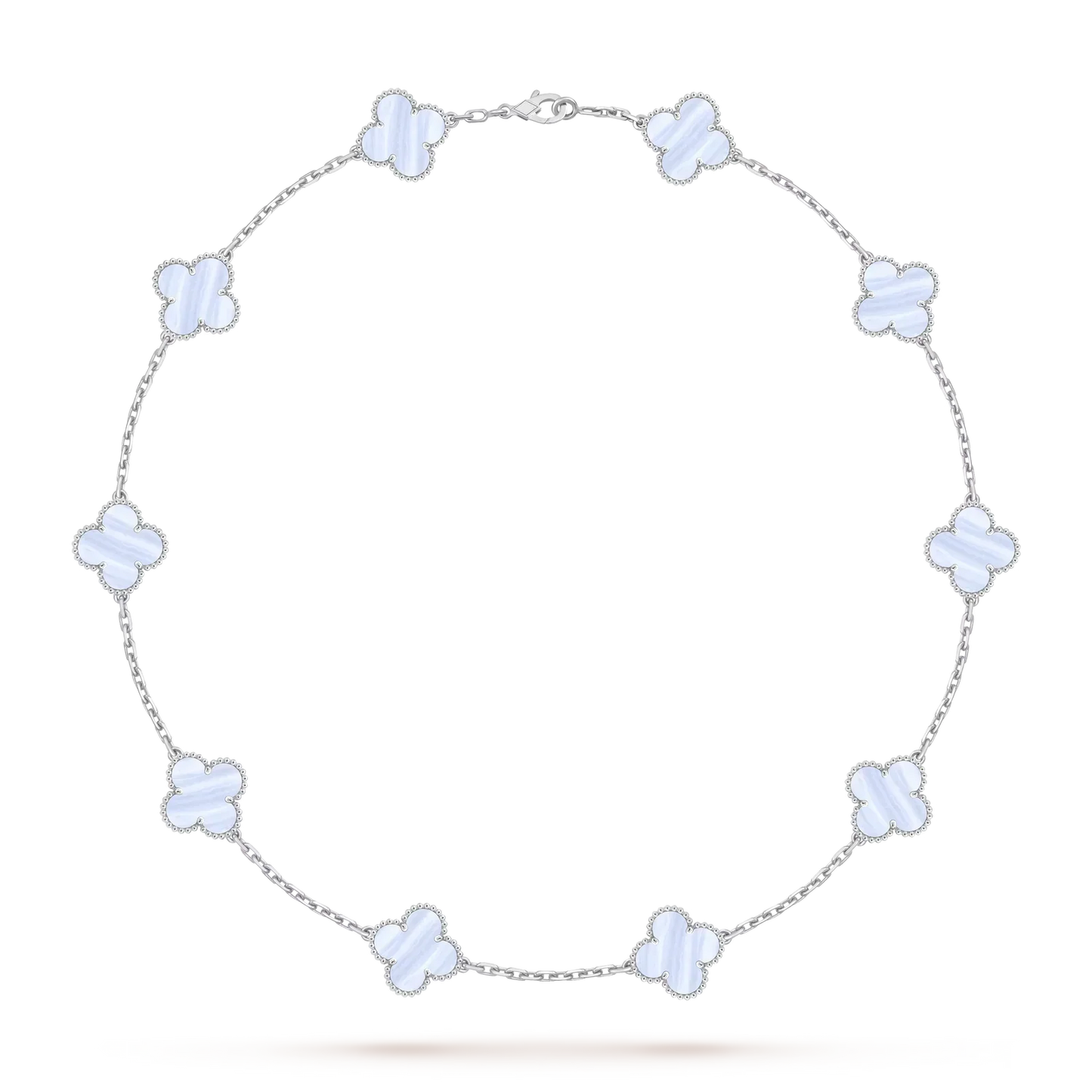 [Azure Tears]CLASSIC LUCKY 10-MOTIF CLOVER NECKLACE WHITE GOLD COLLECTION