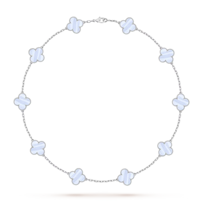[Azure Tears]CLASSIC LUCKY 10-MOTIF CLOVER NECKLACE WHITE GOLD COLLECTION