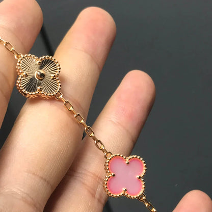 [Azure Tears]LUCKY CLOVER 5-MOTIF BRACELET - PINK MOTHER-OF-PEARL COLLECTION
