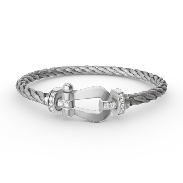 [Azure Tears]FORCE LARGE HORSESHOE HALF DIAMOND BRACELET - WHITE GOLD