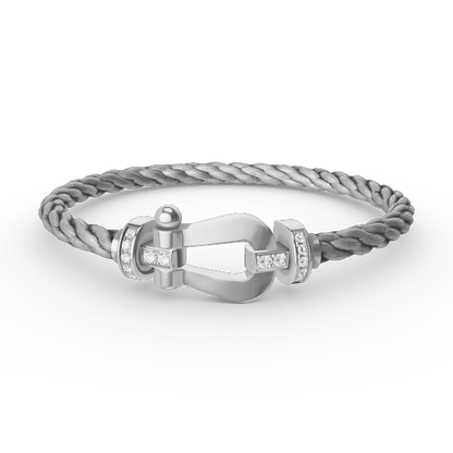 [Azure Tears]FORCE LARGE HORSESHOE HALF DIAMOND BRACELET - WHITE GOLD