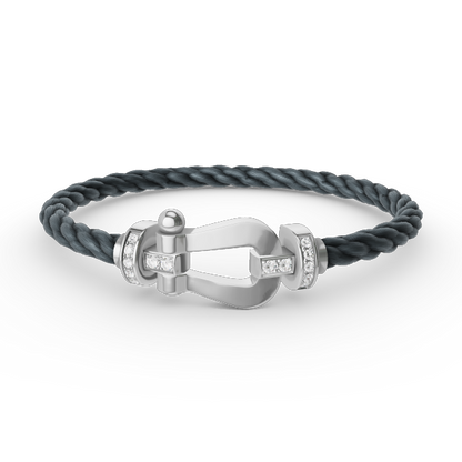 [Azure Tears]FORCE LARGE HORSESHOE HALF DIAMOND BRACELET - WHITE GOLD