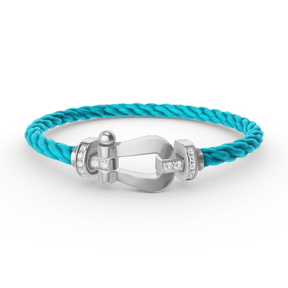 [Azure Tears]FORCE LARGE HORSESHOE HALF DIAMOND BRACELET - WHITE GOLD