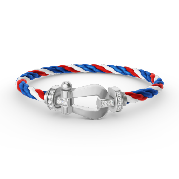 [Azure Tears]FORCE LARGE HORSESHOE HALF DIAMOND BRACELET - WHITE GOLD