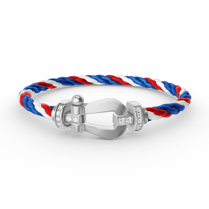 [Azure Tears]FORCE LARGE HORSESHOE HALF DIAMOND BRACELET - WHITE GOLD