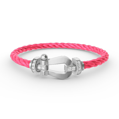 [Azure Tears]FORCE LARGE HORSESHOE HALF DIAMOND BRACELET - WHITE GOLD
