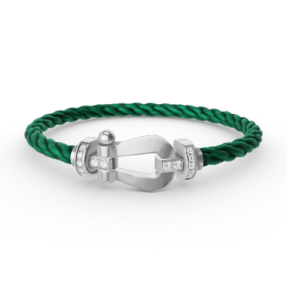 [Azure Tears]FORCE LARGE HORSESHOE HALF DIAMOND BRACELET - WHITE GOLD