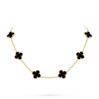 [Azure Tears]CLASSIC LUCKY 10-MOTIF CLOVER NECKLACE GOLD COLLECTION
